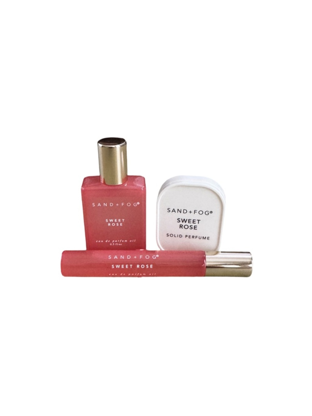SAND + FOG 🌹 Sweet Rose Perfume Oil Rollerballs and Solid Perfume Set